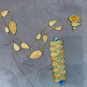 Lee Angel leather feather bracelet and necklace